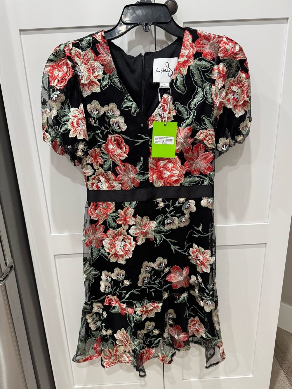 NWT Sam Edelman Floral Embroidered Black Dress Size 0